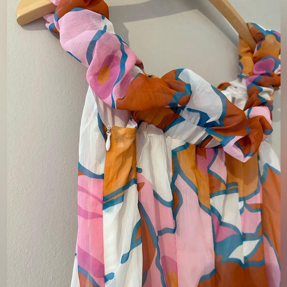 Vivva Off Shoulder Midi Dress, Candy Abstract, Gingham and Heels, Size 10, NWT - Picture 7 of 11